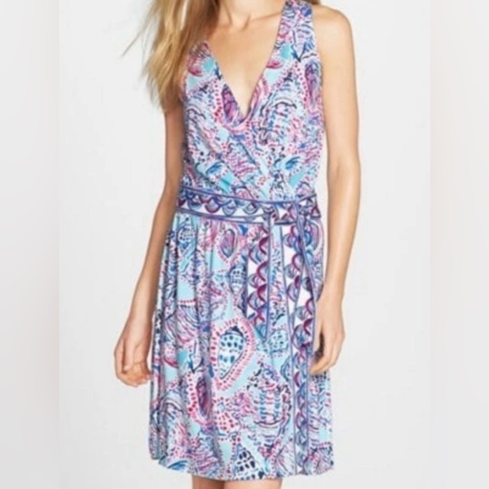 Lilly Pulitzer Bellina Wrap "Shell Me About It" Multicolor Print Dress Size XXS